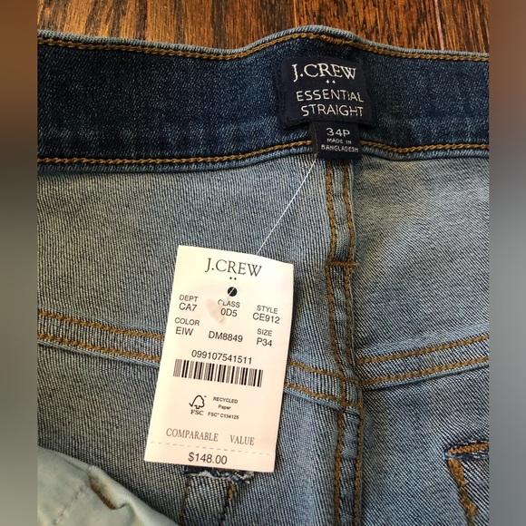 J. Crew Women’s 34P Petite Rhinestone Essential Straight Signature Stretch Jeans - Picture 12 of 15